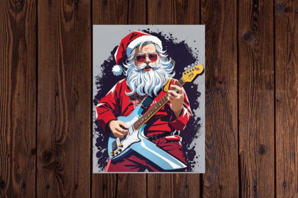 Download Santa Claus Playing an Electric Guitar - Premium Bundle