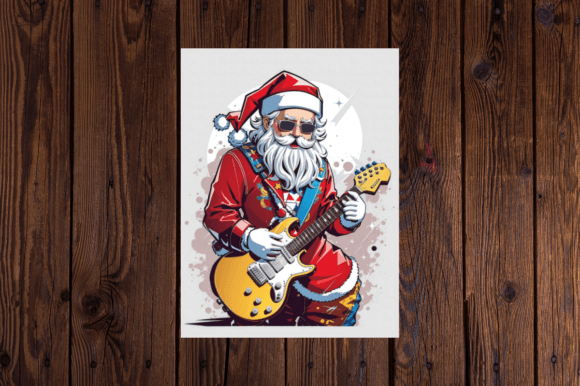 Download Santa Claus Playing an Electric Guitar - Premium Bundle