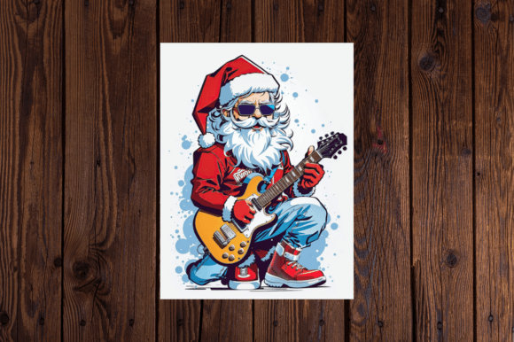 Download Santa Claus Playing an Electric Guitar - Premium Bundle