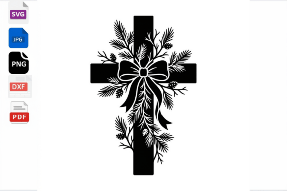 Download Christmas Cross SVG Pine Branches Bow - Christmas cross svg Collection