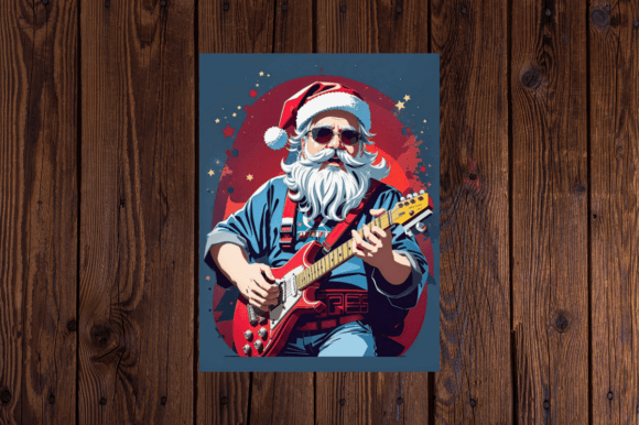 Download Santa Claus Playing an Electric Guitar - Premium Resources